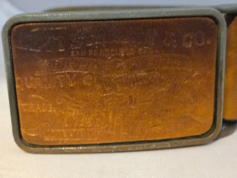 Levi Strauss & Co USA Leather Belt Brown Vintage Logo Buckle Distressed 38